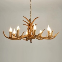 8 Light Rustic Artistic Retro Antler Antique Πολυέλαιος