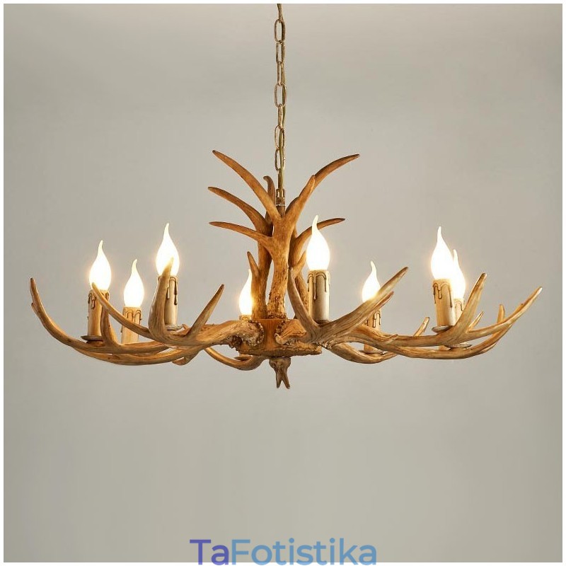 8 Light Rustic Artistic Retro Antler Antique Πολυέλαιος