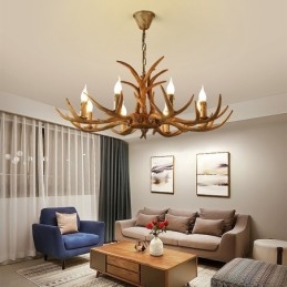 8 Light Rustic Artistic Retro Antler Antique Πολυέλαιος
