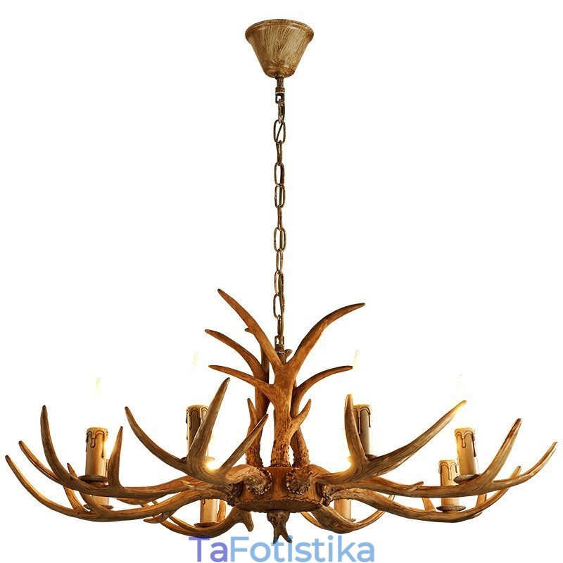 8 Light Rustic Artistic Retro Antler Antique Πολυέλαιος