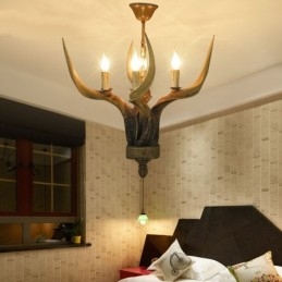 4 Light Rustic Artistic Retro Antler Antique Πολυέλαιος