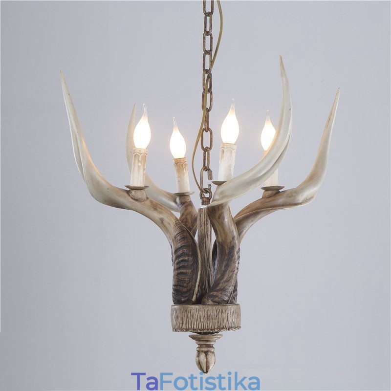 4 Light Rustic Artistic Retro Antler Antique Πολυέλαιος
