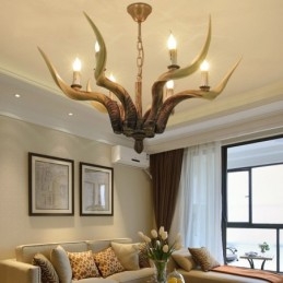 6 Light Rustic Artistic Retro Antler Antique Πολυέλαιος