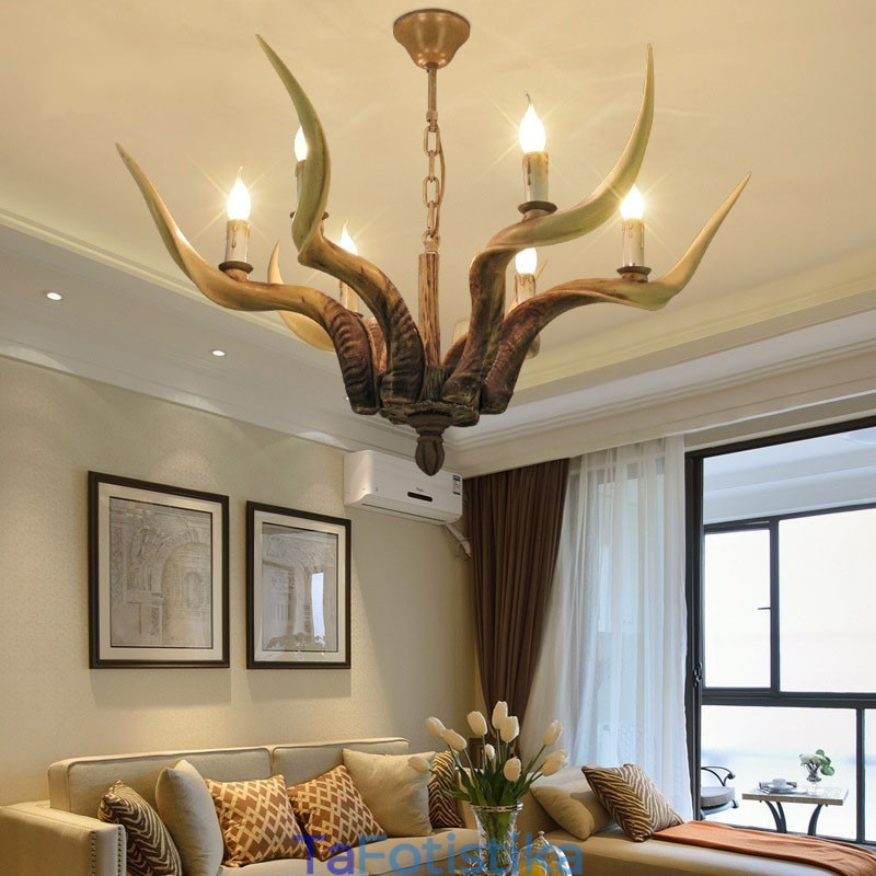 6 Light Rustic Artistic Retro Antler Antique Πολυέλαιος