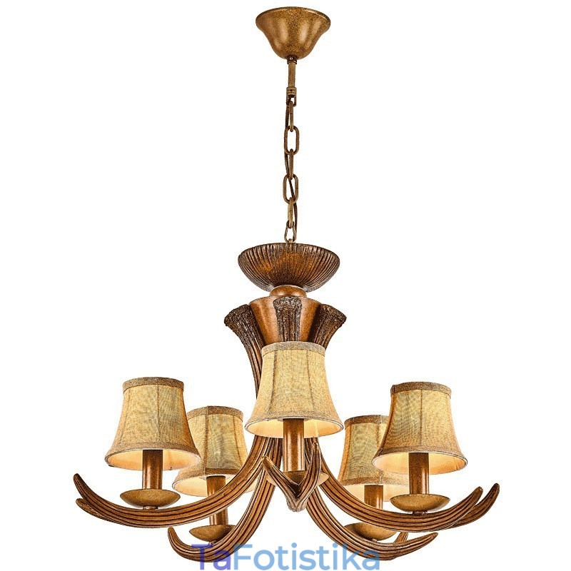 5 Light Rustic Artistic Retro Antler Antique Πολυέλαιος με Αποχρώσεις