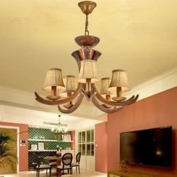 5 Light Rustic Artistic Retro Antler Antique Πολυέλαιος με Αποχρώσεις