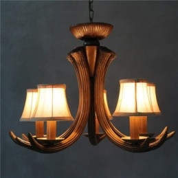 5 Light Rustic Artistic Retro Antler Antique Πολυέλαιος με Αποχρώσεις