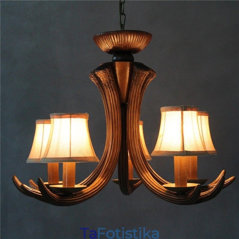 5 Light Rustic Artistic Retro Antler Antique Πολυέλαιος με Αποχρώσεις