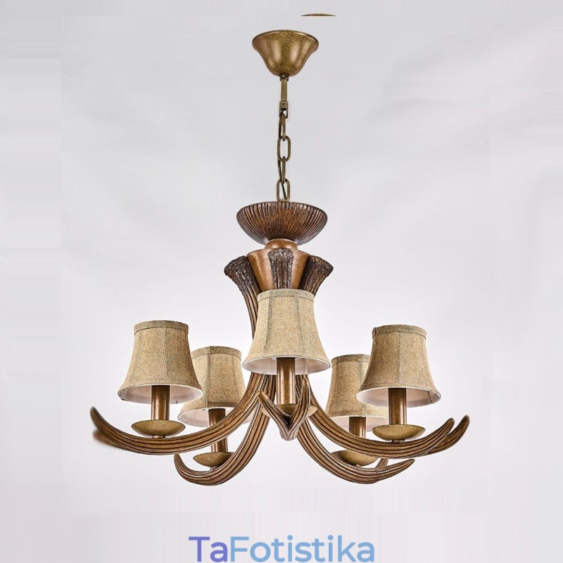 5 Light Rustic Artistic Retro Antler Antique Πολυέλαιος με Αποχρώσεις
