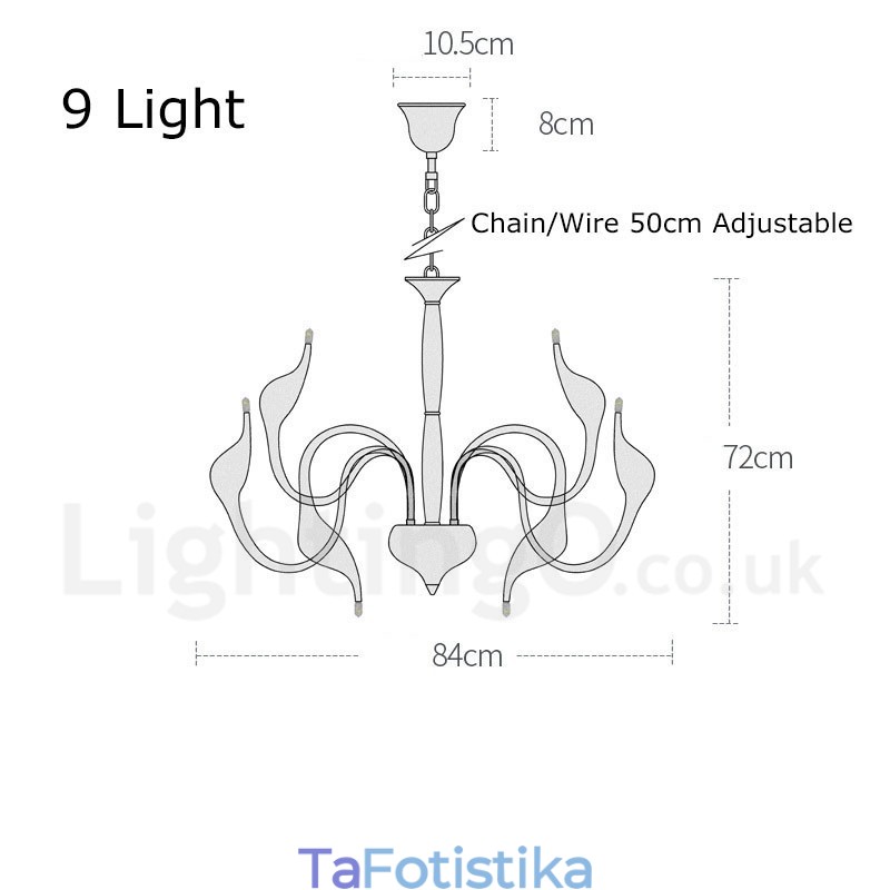 9 Light Modern Contemporary Ηλεκτροεπιμεταλλωμένος Μεταλλικός Πολυέλαιος