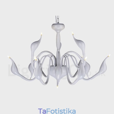 Φωτιστικό κρεμαστό 12 Light Modern Swan White Metal Πολυέλαιος Φωτιστικό κρεμαστό 12 Light Modern Swan White Metal Πολυέλαιος