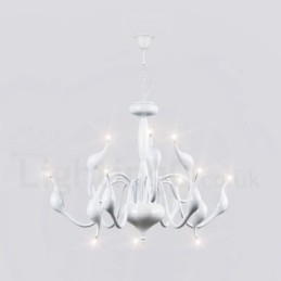 Φωτιστικό κρεμαστό 12 Light Modern Swan White Metal Πολυέλαιος