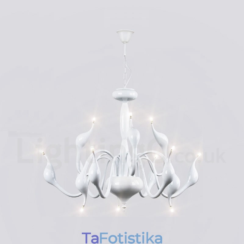 Φωτιστικό κρεμαστό 12 Light Modern Swan White Metal Πολυέλαιος