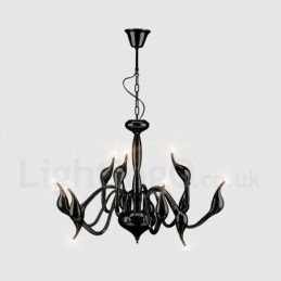 Φωτιστικό κρεμαστό 12 Light Modern Swan Black Metal Πολυέλαιος