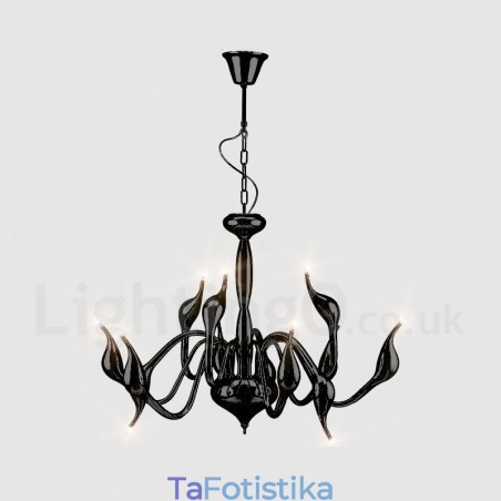 Φωτιστικό κρεμαστό 12 Light Modern Swan Black Metal Πολυέλαιος Φωτιστικό κρεμαστό 12 Light Modern Swan Black Metal Πολυέλαιος