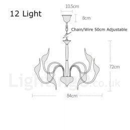 Φωτιστικό κρεμαστό 12 Light Modern Swan Black Metal Πολυέλαιος