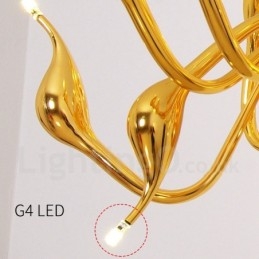 Φωτιστικό κρεμαστό 12 ελαφρύ μοντέρνο Swan Gold μεταλλικό πολυέλαιο
