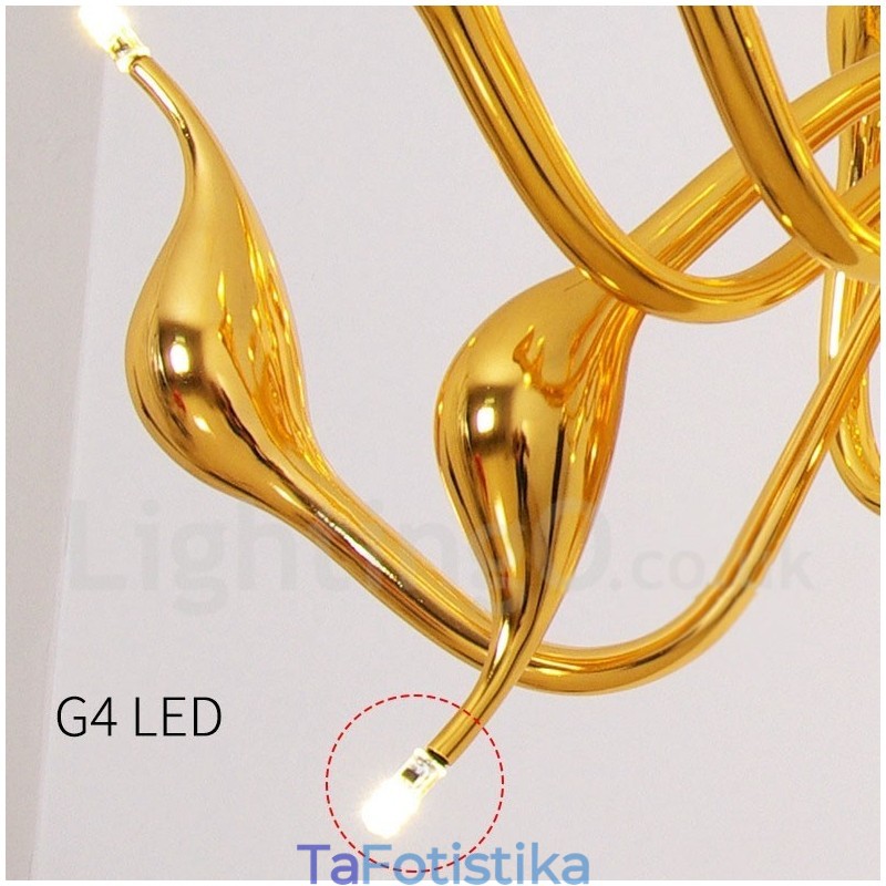 Φωτιστικό κρεμαστό 12 ελαφρύ μοντέρνο Swan Gold μεταλλικό πολυέλαιο