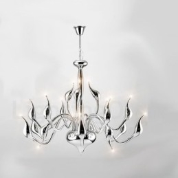 18 Lights Ανοξείδωτο Post Modern Swan Φωτιστικό πολυελαίου G4 Χρώμιο φινιρισμένο