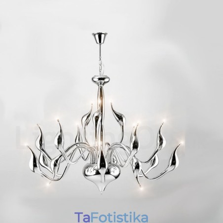 18 Lights Ανοξείδωτο Post Modern Swan Φωτιστικό πολυελαίου G4 Χρώμιο φινιρισμένο 18 Lights Ανοξείδωτο Post Modern Swan Φωτιστικό πολυελαίου G4 Χρώμιο φινιρισμένο
