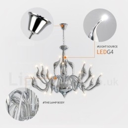18 Lights Ανοξείδωτο Post Modern Swan Φωτιστικό πολυελαίου G4 Χρώμιο φινιρισμένο