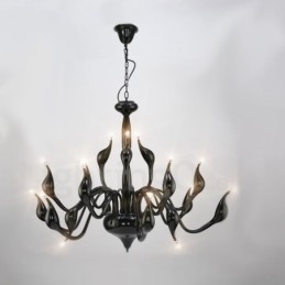 18 Lights Ανοξείδωτο Post Modern Swan Φωτιστικό πολυελαίου G4 Μαύρο φινίρισμα
