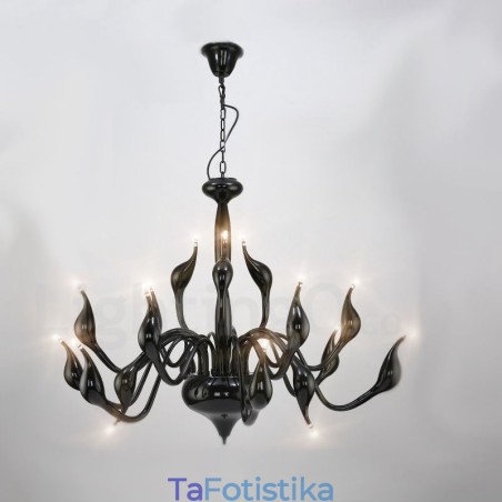 18 Lights Ανοξείδωτο Post Modern Swan Φωτιστικό πολυελαίου G4 Μαύρο φινίρισμα 18 Lights Ανοξείδωτο Post Modern Swan Φωτιστικό πολυελαίου G4 Μαύρο φινίρισμα