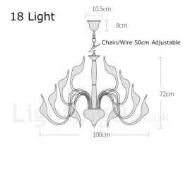 18 Lights Ανοξείδωτο Post Modern Swan Φωτιστικό πολυελαίου G4 Μαύρο φινίρισμα