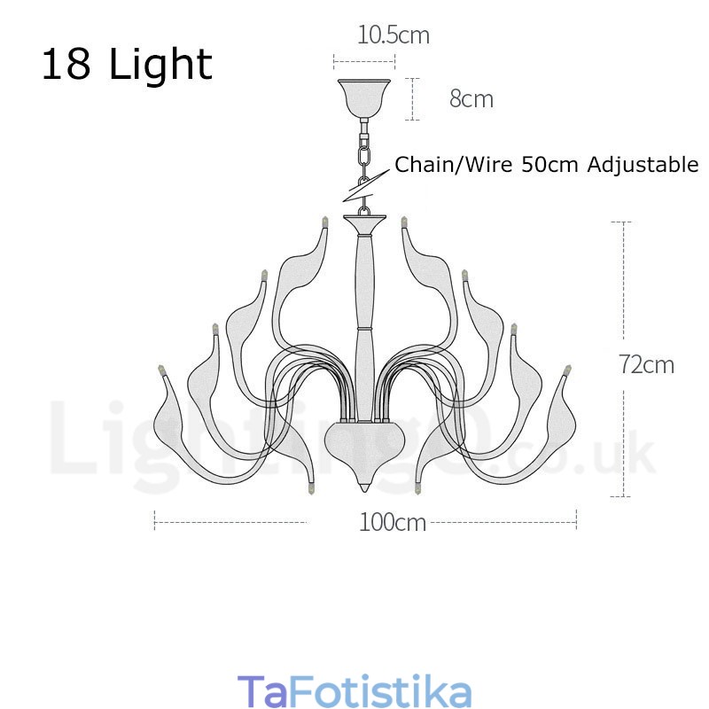 18 Lights Ανοξείδωτο Post Modern Swan Φωτιστικό πολυελαίου G4 Μαύρο φινίρισμα