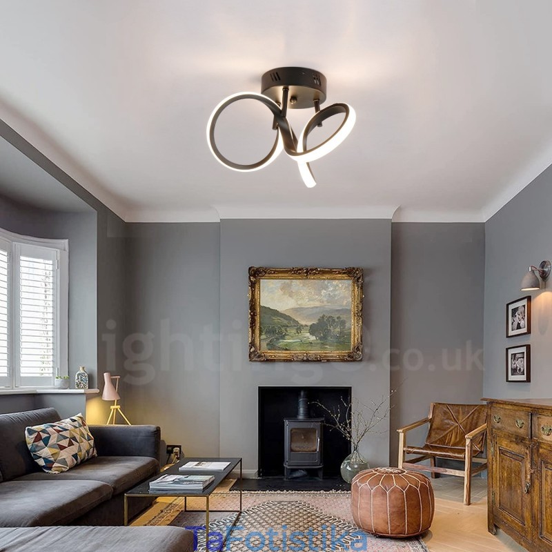 Triac Switch Dimmable Μαύρο Μοντέρνο Μοντέρνο Σκανδιναβικό Φανάρι Στρογγυλής οροφής Flush Mount