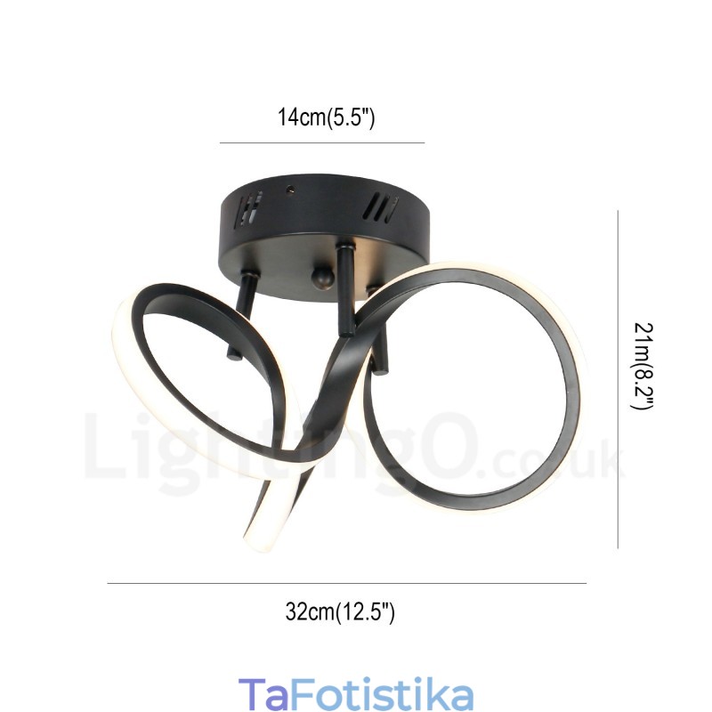 Triac Switch Dimmable Μαύρο Μοντέρνο Μοντέρνο Σκανδιναβικό Φανάρι Στρογγυλής οροφής Flush Mount