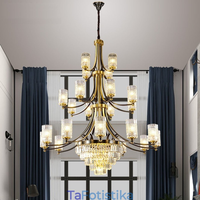 Πολυέλαιος Big Luxury Copper Crystal για 12+8+4 Light Holder