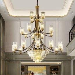 Πολυέλαιος Big Luxury Copper Crystal για 12+8+4 Light Holder