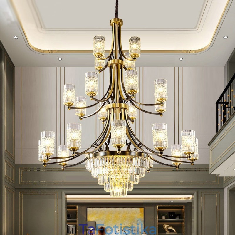 Πολυέλαιος Big Luxury Copper Crystal για 12+8+4 Light Holder