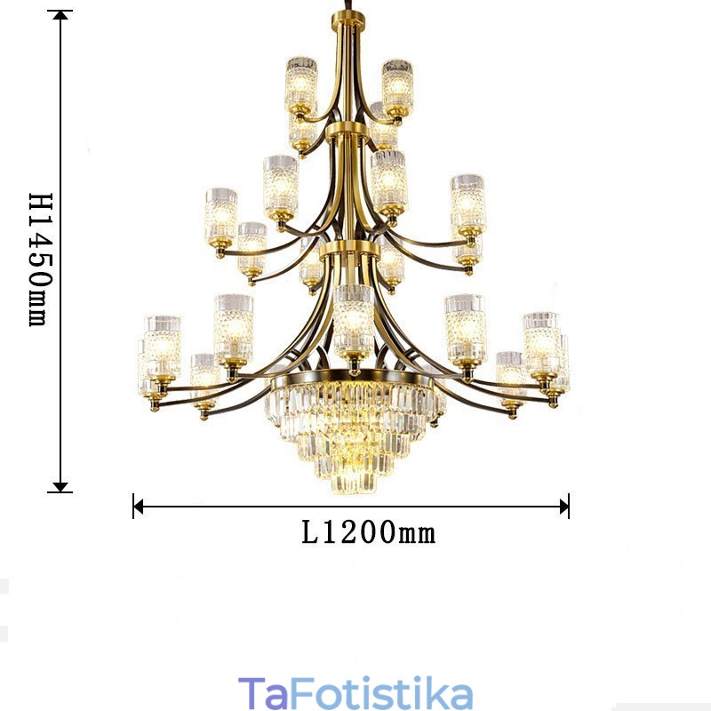 Πολυέλαιος Big Luxury Copper Crystal για 12+8+4 Light Holder