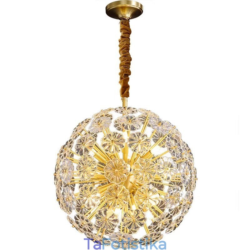 Φωτιστικό κρεμαστό κρύσταλλο πικραλίδας Nordic Spherical Brass