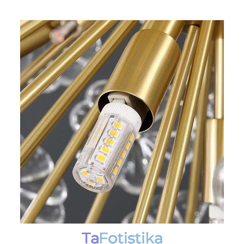 Φωτιστικό κρεμαστό κρύσταλλο πικραλίδας Nordic Spherical Brass