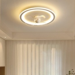Nordic Round Ultra thin Silent Invisible Dimmable Flush Mounted Fan Light Light Full Spectrum Eye Protection