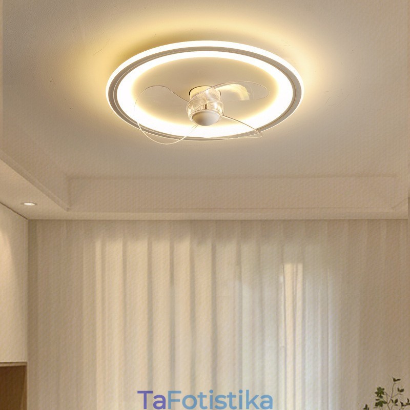 Nordic Round Ultra thin Silent Invisible Dimmable Flush Mounted Fan Light Light Full Spectrum Eye Protection