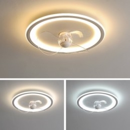 Nordic Round Ultra thin Silent Invisible Dimmable Flush Mounted Fan Light Light Full Spectrum Eye Protection