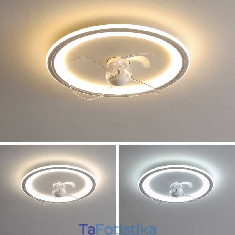 Nordic Round Ultra thin Silent Invisible Dimmable Flush Mounted Fan Light Light Full Spectrum Eye Protection