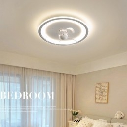 Nordic Round Ultra thin Silent Invisible Dimmable Flush Mounted Fan Light Light Full Spectrum Eye Protection