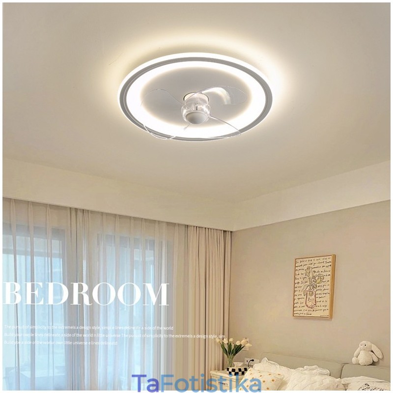 Nordic Round Ultra thin Silent Invisible Dimmable Flush Mounted Fan Light Light Full Spectrum Eye Protection