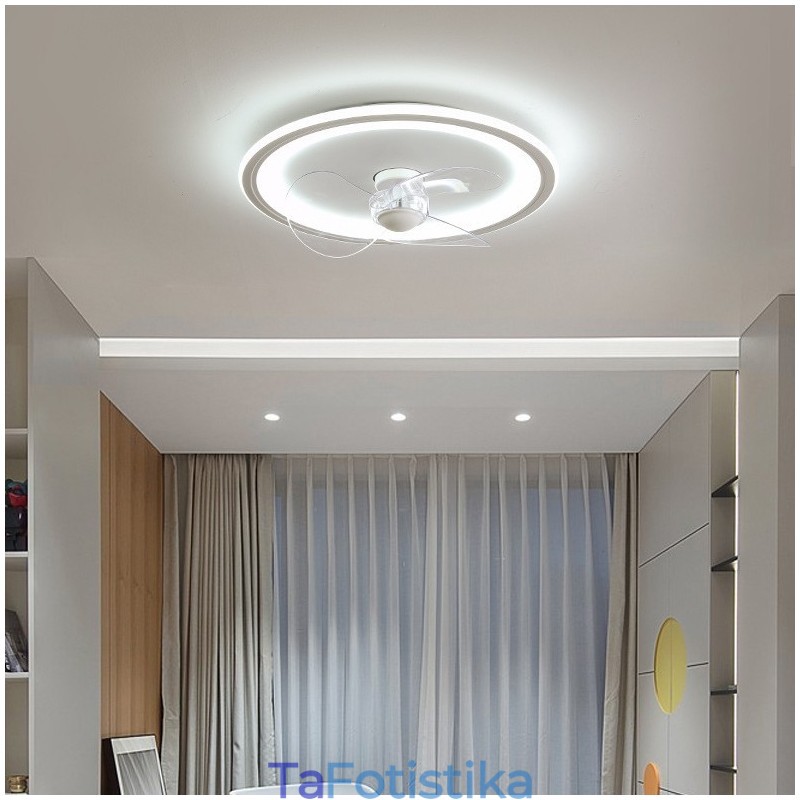 Nordic Round Ultra thin Silent Invisible Dimmable Flush Mounted Fan Light Light Full Spectrum Eye Protection
