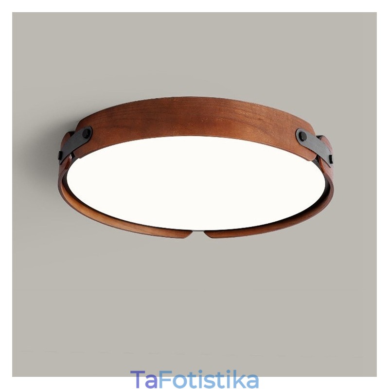 Φωτιστικό οροφής Nordic Round Simple Μαύρο ξύλο καρυδιάς χωνευτό