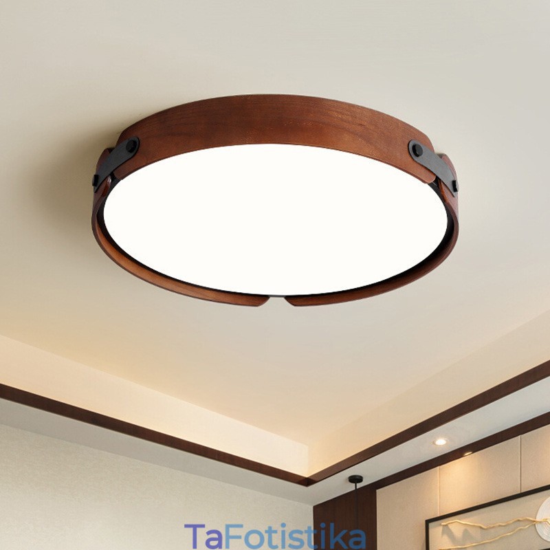 Φωτιστικό οροφής Nordic Round Simple Μαύρο ξύλο καρυδιάς χωνευτό