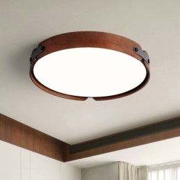 Φωτιστικό οροφής Nordic Round Simple Μαύρο ξύλο καρυδιάς χωνευτό