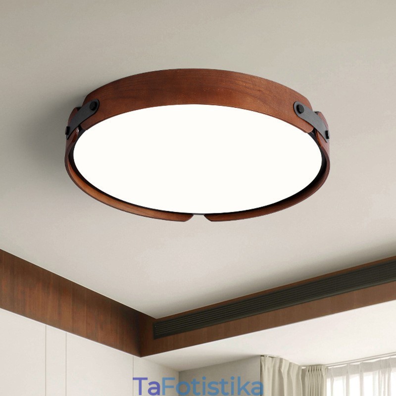 Φωτιστικό οροφής Nordic Round Simple Μαύρο ξύλο καρυδιάς χωνευτό