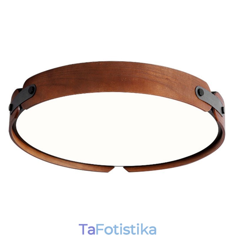Φωτιστικό οροφής Nordic Round Simple Μαύρο ξύλο καρυδιάς χωνευτό