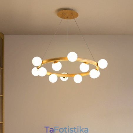 Nordic Ring απλός μοντέρνος μενταγιόν πολυέλαιος από ξύλο με αποχρώσεις φασολιών Nordic Ring απλός μοντέρνος μενταγιόν πολυέλαιος από ξύλο με αποχρώσεις φασολιών